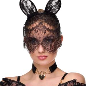 Kinky Diva - Katten Masker Voile - Kant - Zwart