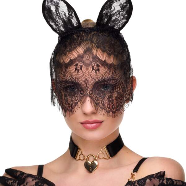 Kinky Diva - Katten Masker Voile - Kant - Zwart